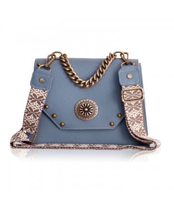 Chiara Δερμάτινη Τσάντα ώμου - French Blue CH25