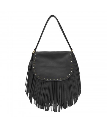  Fringe hobo medium shoulder bag PF2510B01-C60 Μαυρη