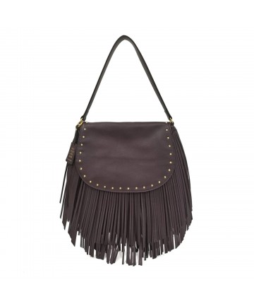 Fringe hobo medium shoulder bag PF2510B01-C60 Καφέ