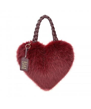 Fur heart handbag PF252B531-C64 Μπορντώ